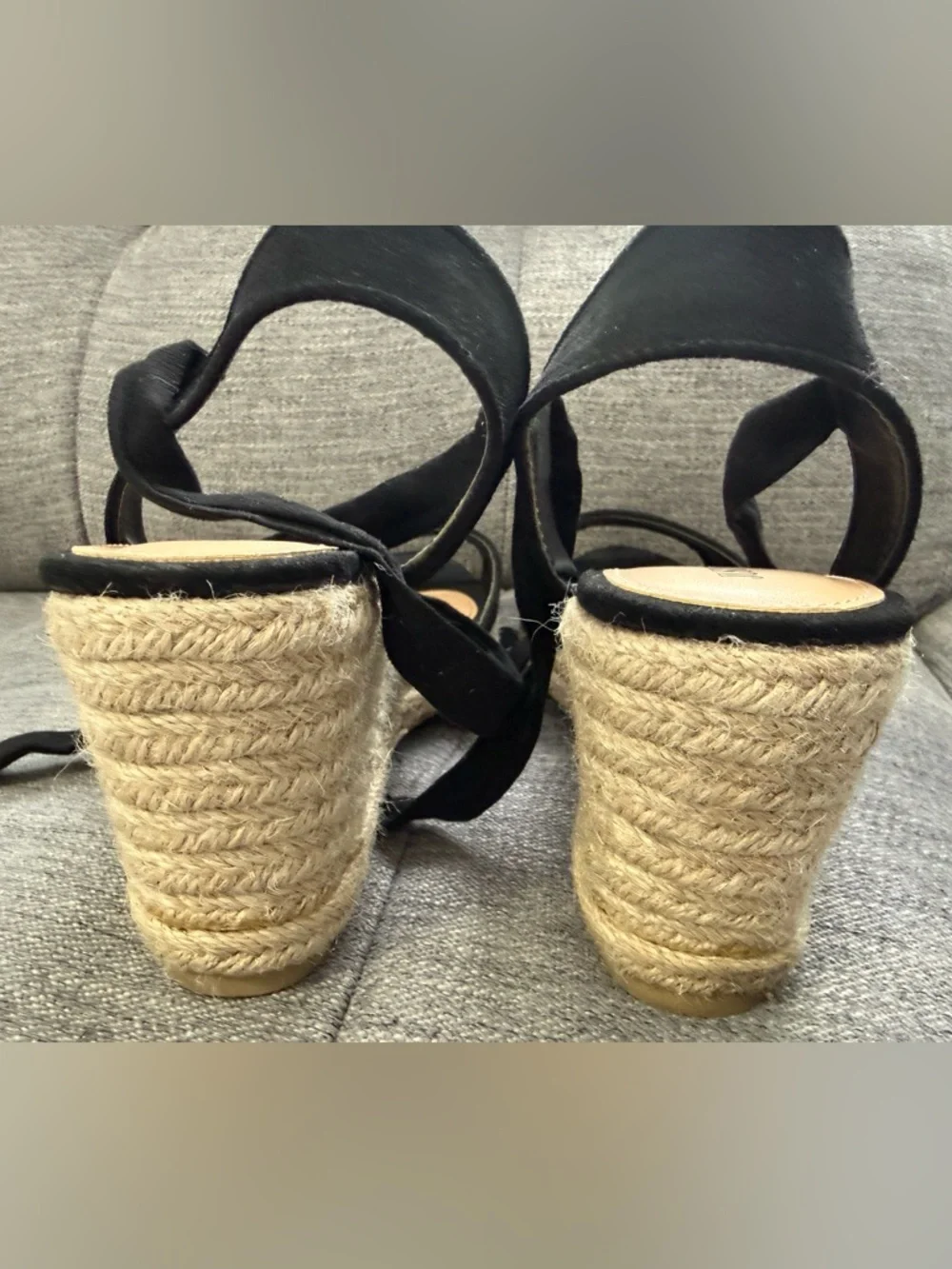 JustFab Cardi Black Tie-Up Espadrilles, Size 8.5